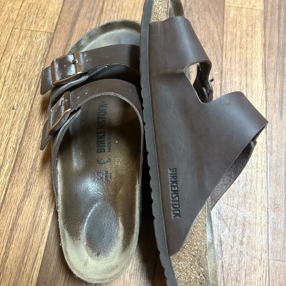 Birkenstock Brown Leather Footbed Sandals
